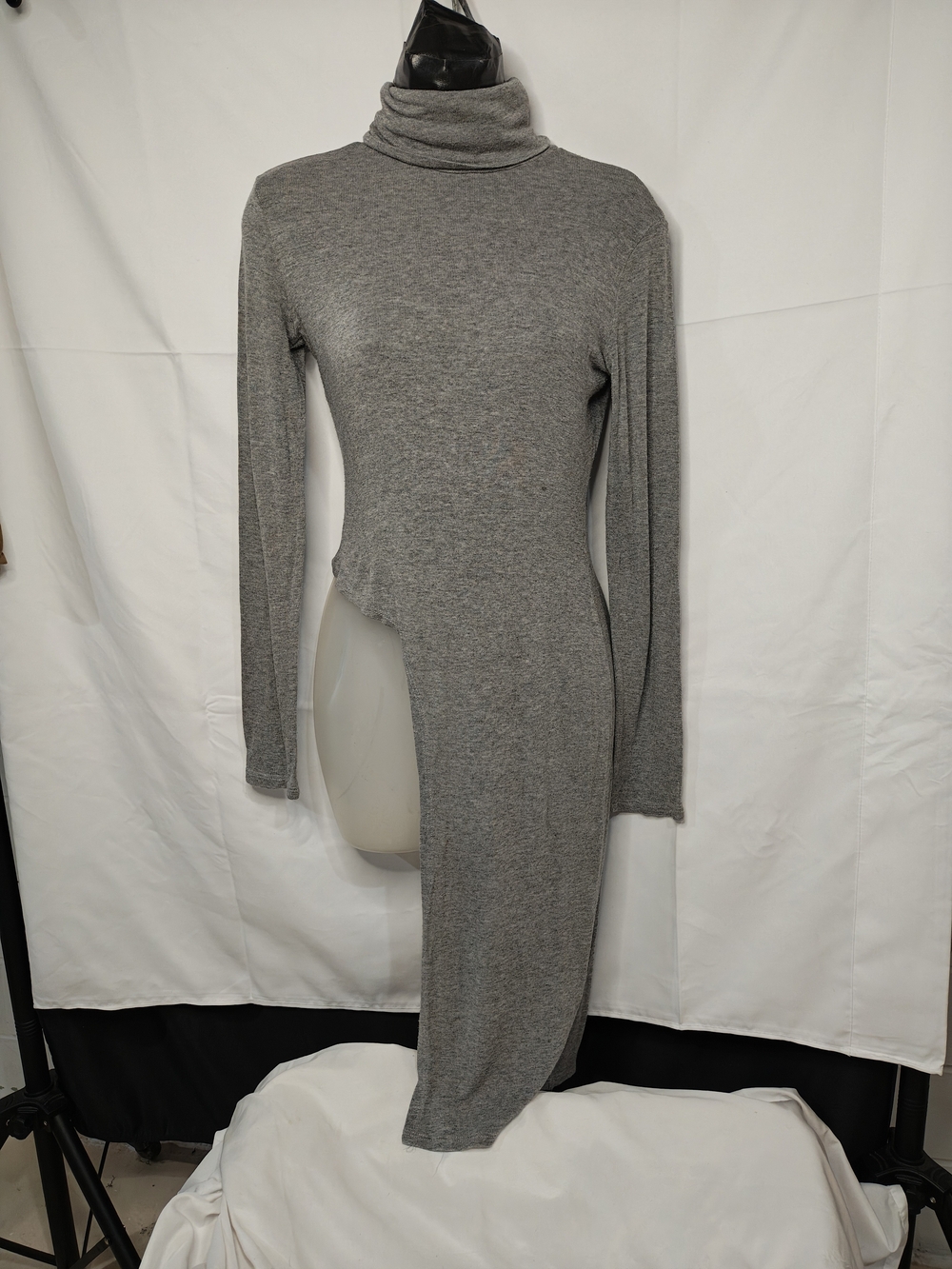 LIX Women’s Asymmetric Turtleneck Knit Dress - Gray